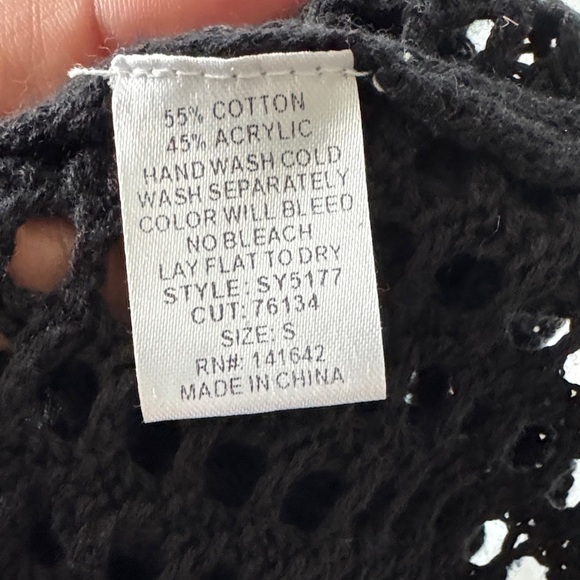 She + Sky Black Open-Knit Cardigan - Picture 6 of 6